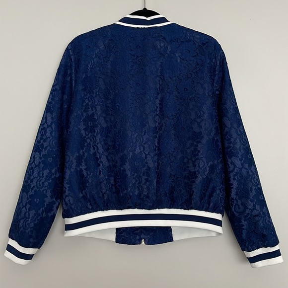 English Factory Bomber Varsity Lace Shell Jacket Womens Sz M NWT* - Picture 5 of 14